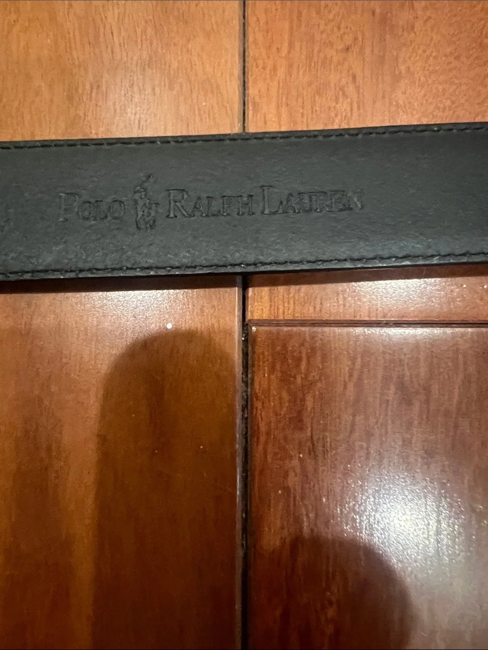 Polo by Ralph Lauren Black Leather Belt with Gold Buckle 1 inch width